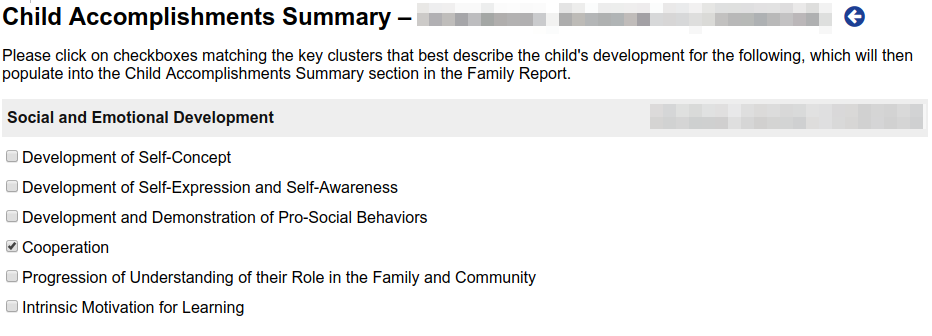 ELRS Pre-K Child Accomplishments Summary